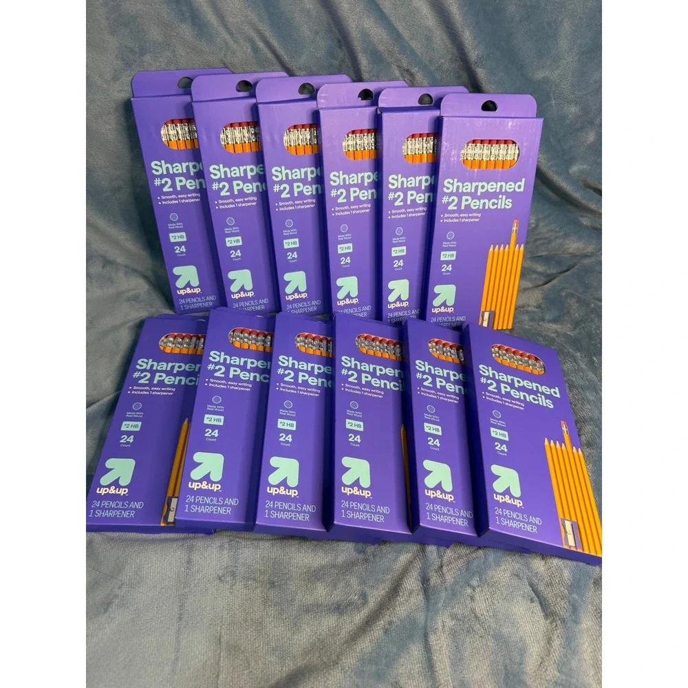 Up & Up Sharpened #2 Pencils 24 Count With Sharpener Bulk Lot 12 Packs